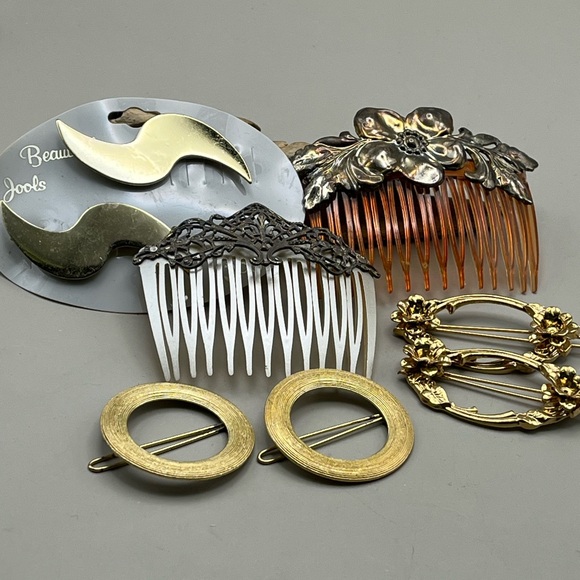 Accessories - Timeless Elegance Vintage Gold and Silver Hair Comb Set Touch of Old World Charm